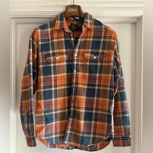 J.Crew Lumberjack Orange Blue Plaid Flannel Shirt Medium